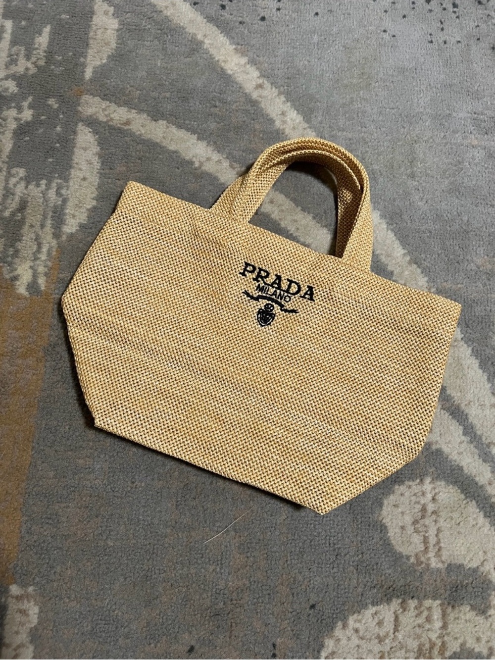 Prada Natural Straw Tote with Black Logo - Picture 3 of 7